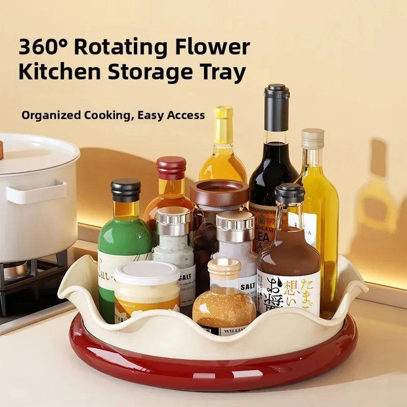 Rotating Kitchen Storage Ra Tabletop Organizer for Living Room Snas Dried Fruit Display Plate Plastic Countertop Cocina