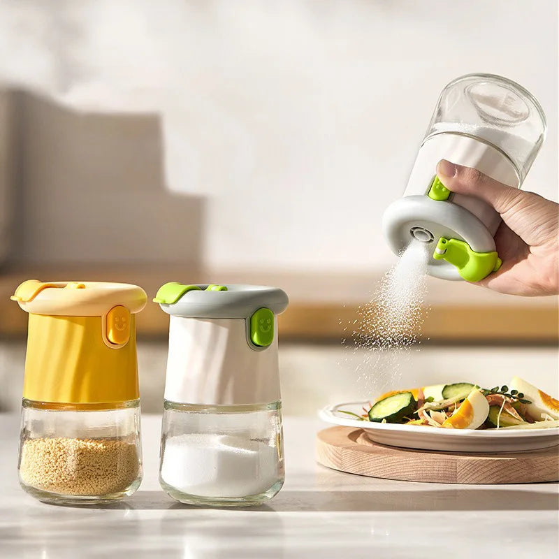 Kitchen Dual-purpose Salt Jar Quantitative Seasoning Jar Control Seasoning Bottle Glass Sealed Salt Control Jar Kitchen Storage