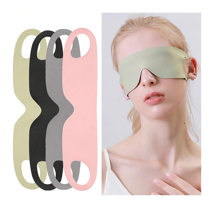 1PC Light Blocking Portable Thin Ice Silk Eye Mask For Summer Travel Sleeping Blindfold With Ear Hanging Strap Unisex Eye Patch