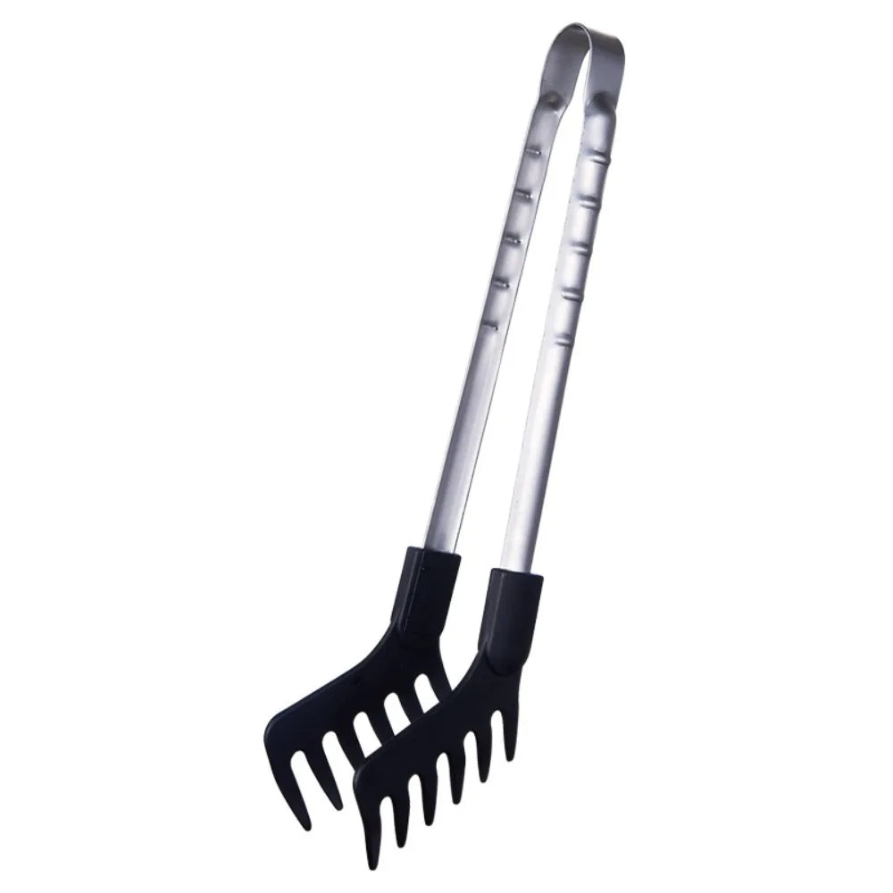 Household Non-slip Spaghetti Tong Silicone Head Stainless Steel Handle Pasta Clip Heat-resistant Salad Clip Barbecue
